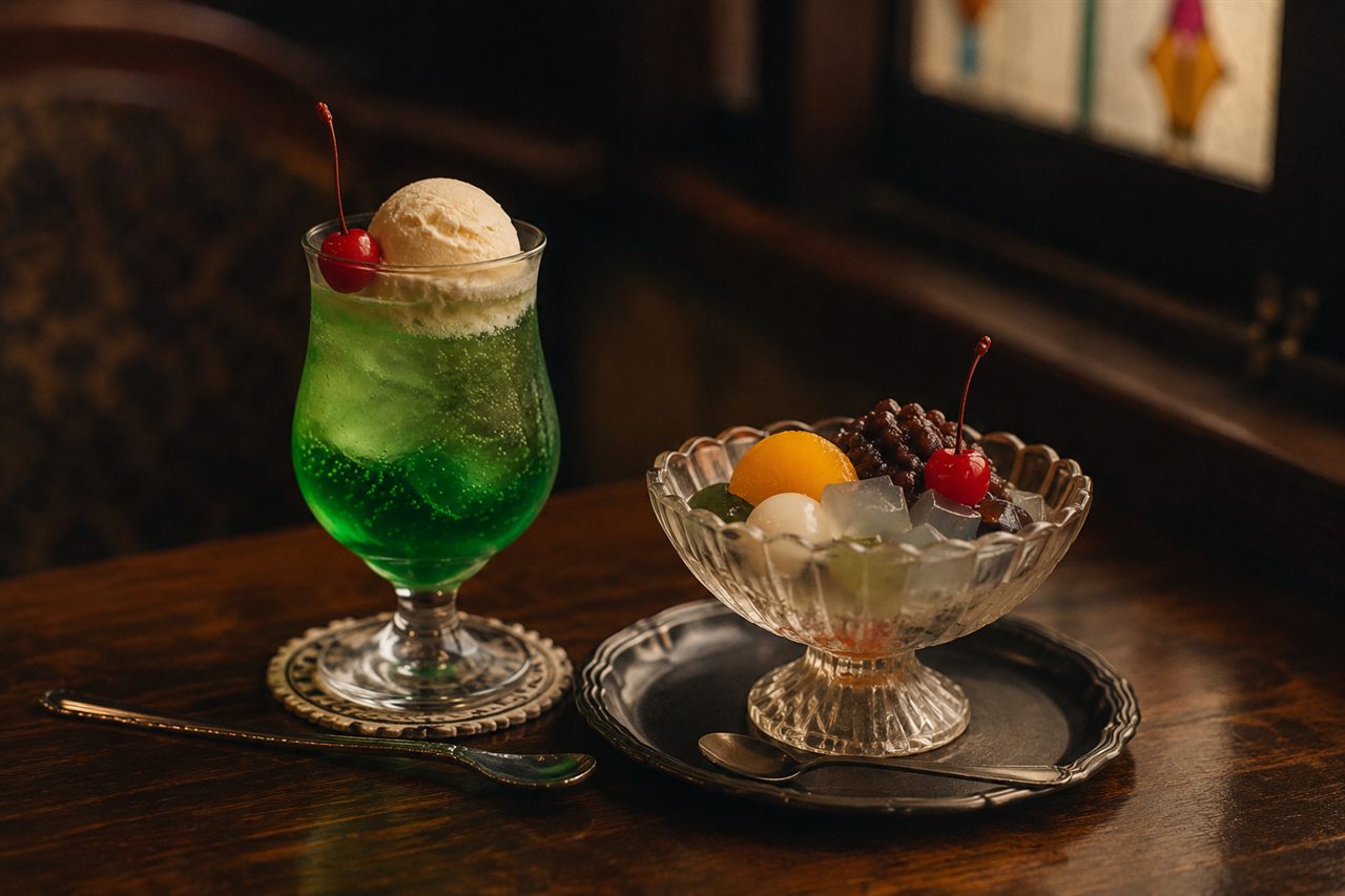 季節の甘味とクリームソーダ
